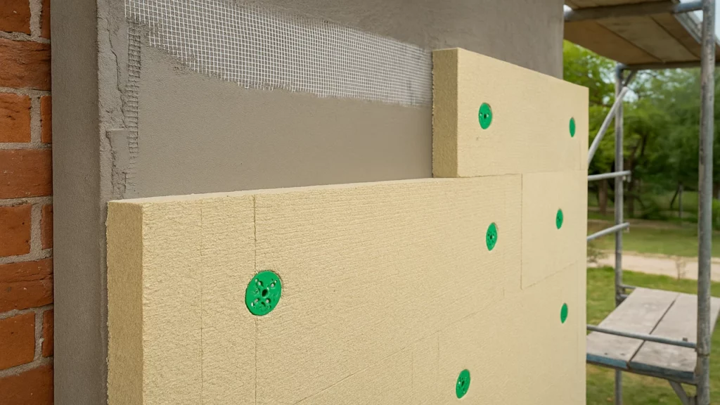 Isolation thermique extérieure sous enduit.